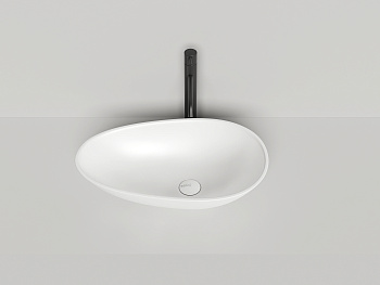 Раковина из искусственного камня Salini PAOLA 1101201SM 58х35 накладная цвет белый без отверстий под смеситель